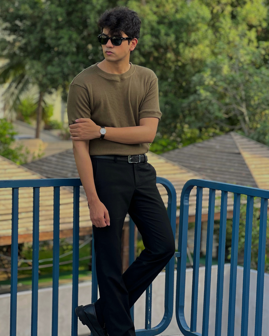 Olive Green Knitted Crew