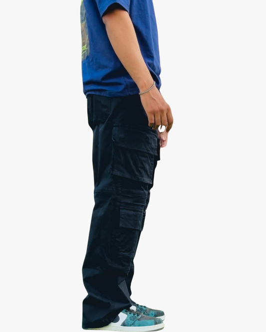 Black 6 Pocket Cargo Pants